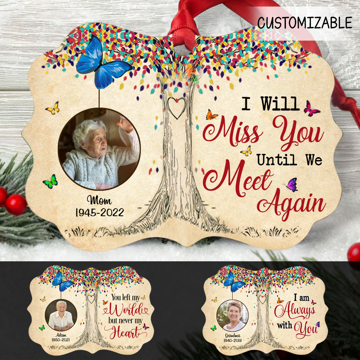 Upload Photo , Colorful Tree Photo Remembrance I Always With You Personalized Aluminum Ornament Memorial Gift banner-Acrylic-Ornament--colorful-tree-fb.jpg