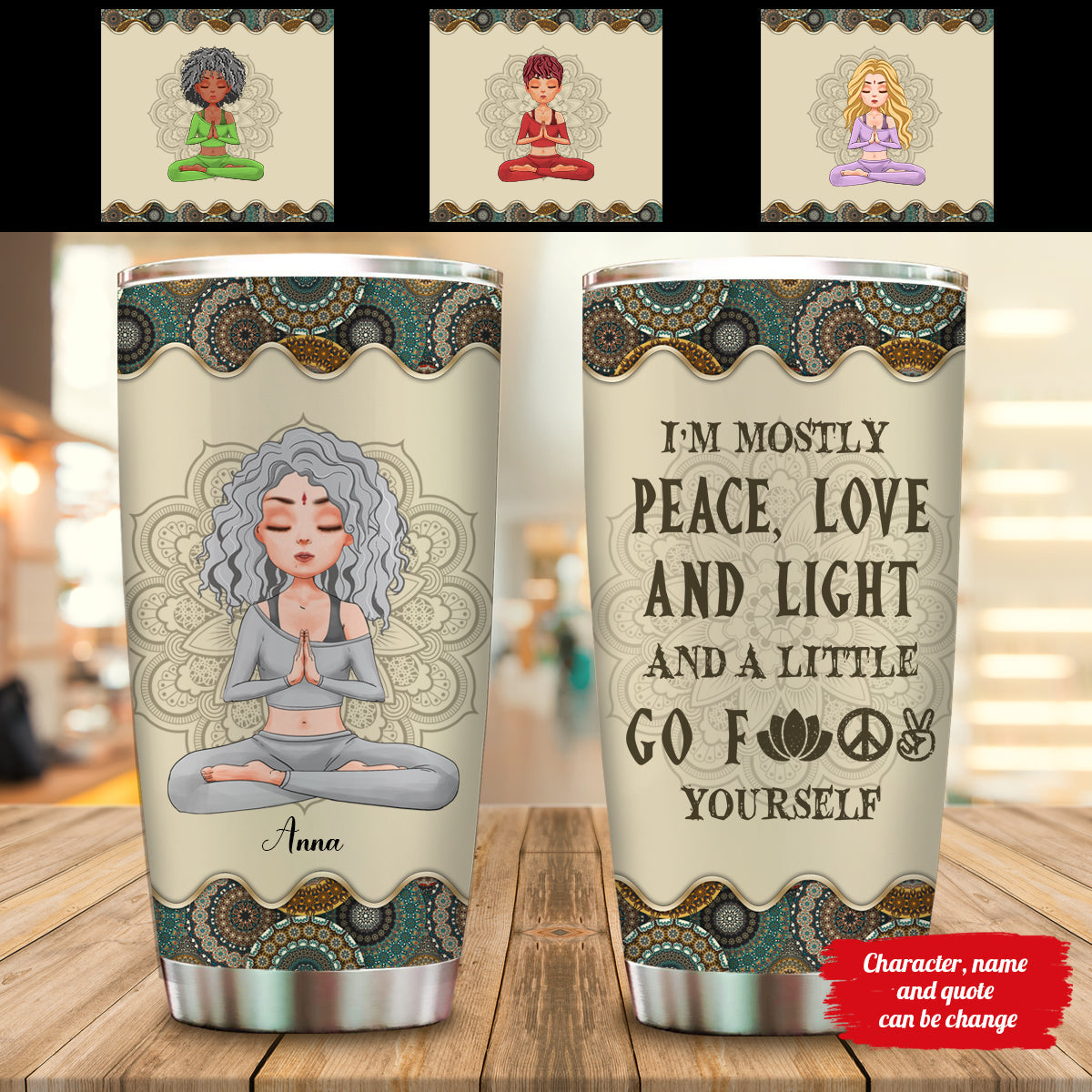 I'm Mostly Peace Love And Light Custom Tumbler Life Style Hippie bannertumblerFB.jpg