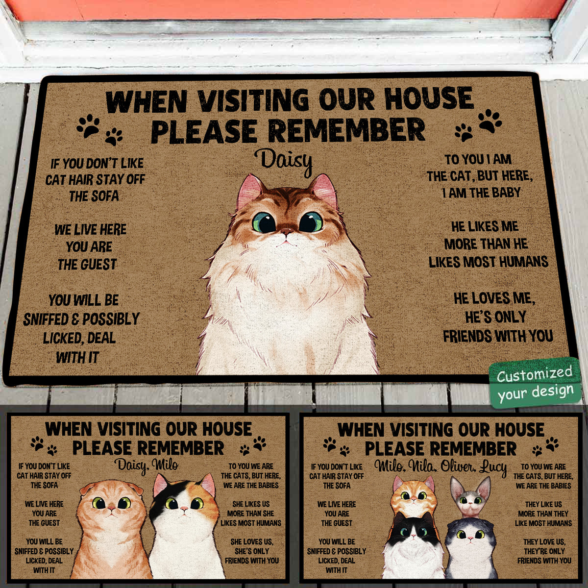 Remember When Visiting Cats House - Personalized Doormat - Gift For Cat Mom bn-fb-643371b2ab60aa00083f9328.jpg