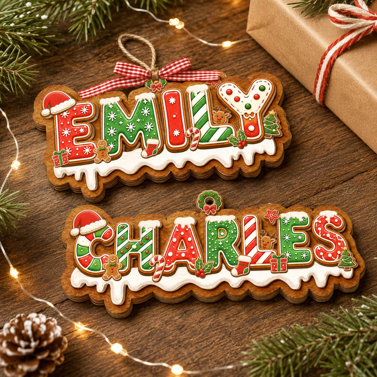 Personalized Gingerbread Christmas Letter 2-Layered Wooden Ornament: Custom Alphabet Kids Name Ornament, New Kids Gift, Christmas Tree Decor cda4dd93-5351-4bf7-96b7-3cbdc822590b-8.jpg