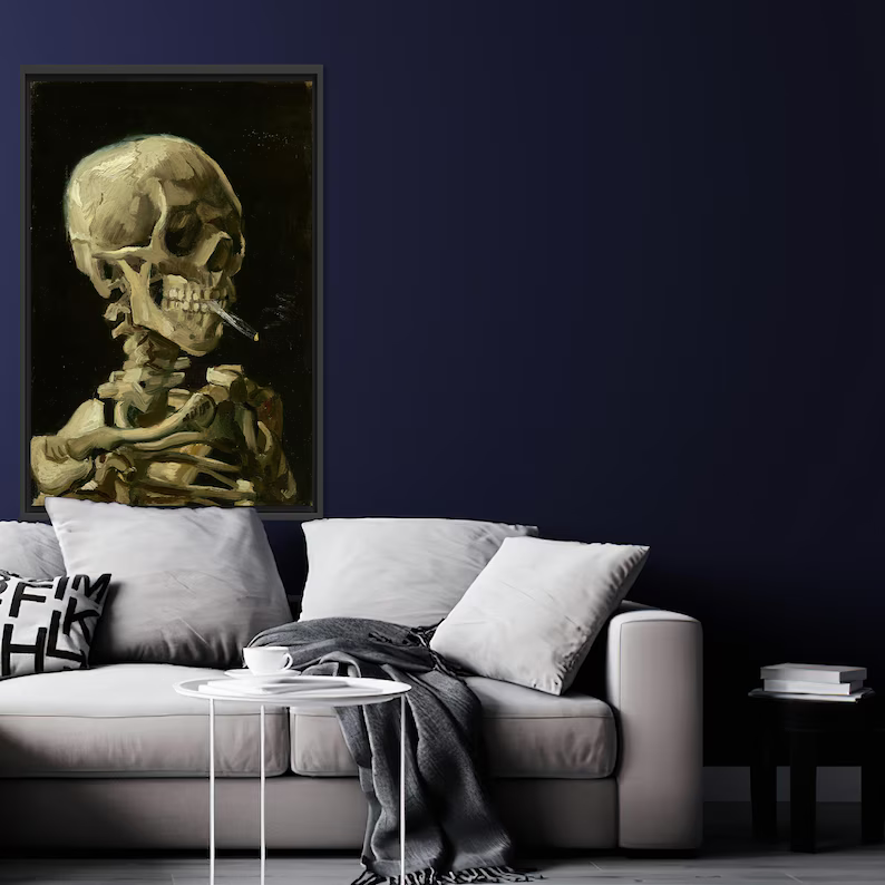 Smoking Canvas Gift, Van Gogh Wall Hanging, Large Canvas, Famous Canvas Print, Skeleton Smoking Canvas, Halloween Gift d7cc2461-89b2-4378-a0e1-ab62c4b2bf0f-y5.png