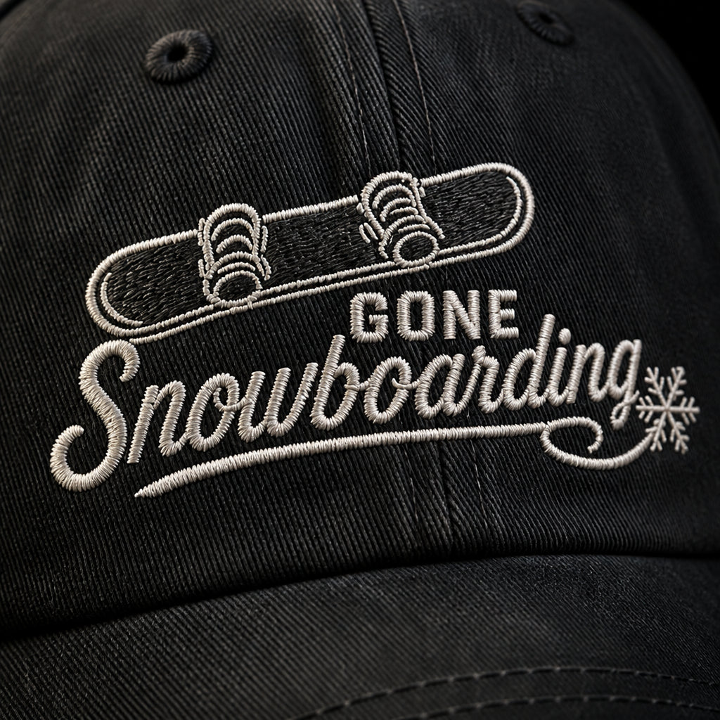 Gone Snowboarding Embroidered Dad Cap - How it is made