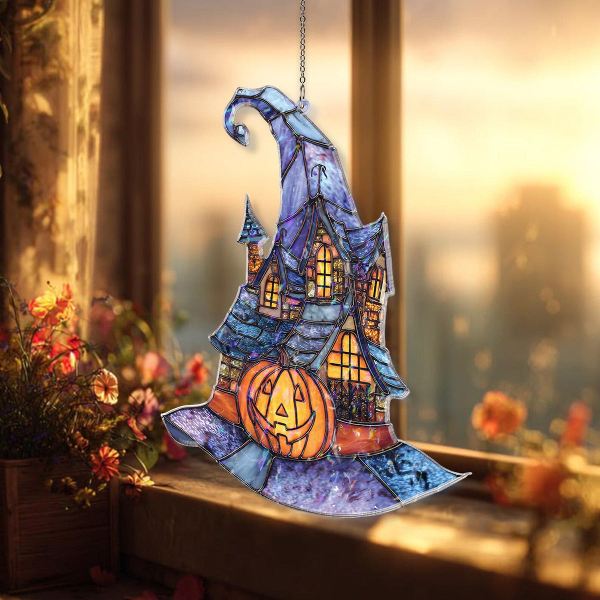 Halloween Haunted House Acrylic Suncatcher, Stained Glass Witch Hat & Pumpkin Window Hanging Decor db806bc5-424c-44cf-b815-e80bf24fb1d3-b7.jpg