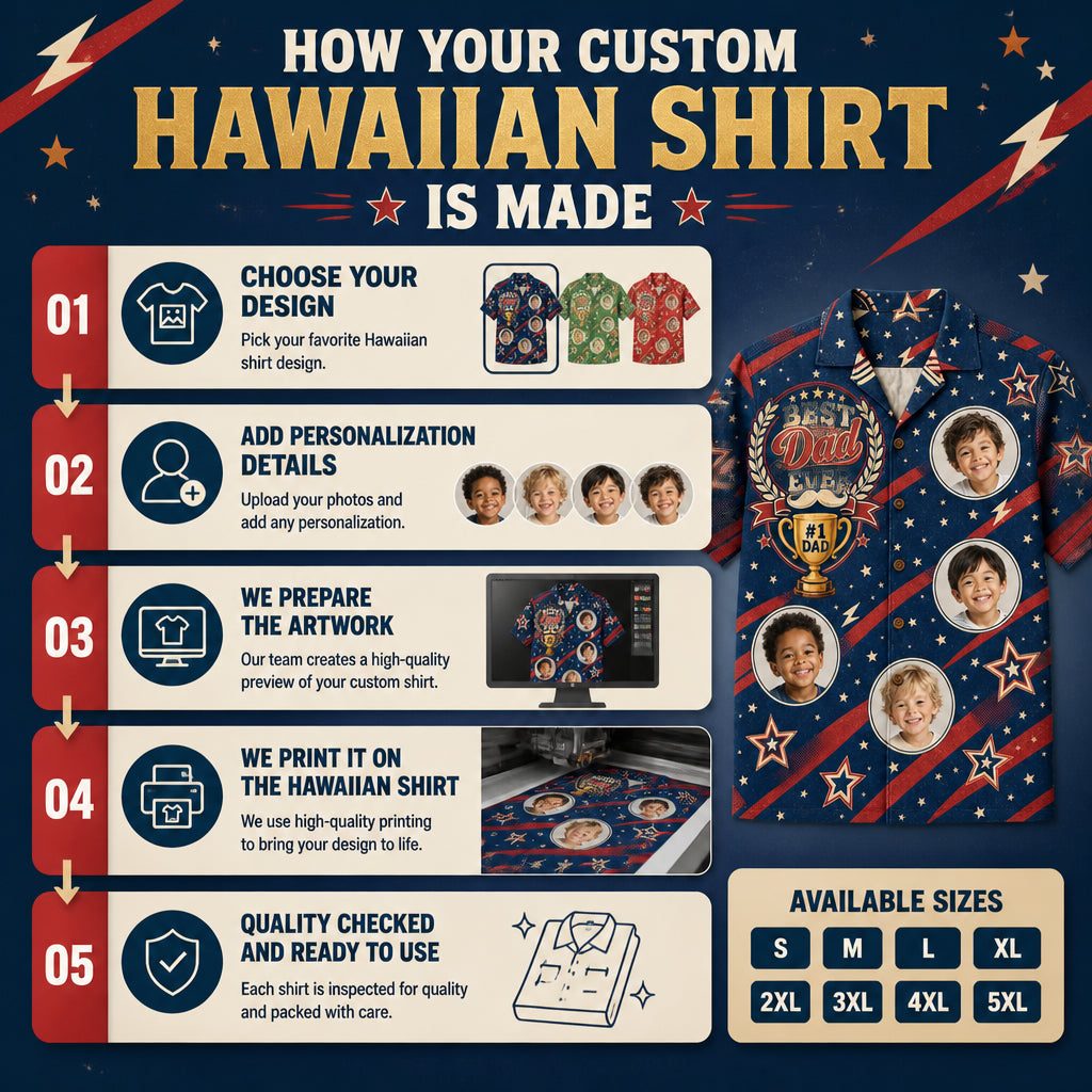 Best Dad Ever Photo Hawaiian Shirt - How it is made