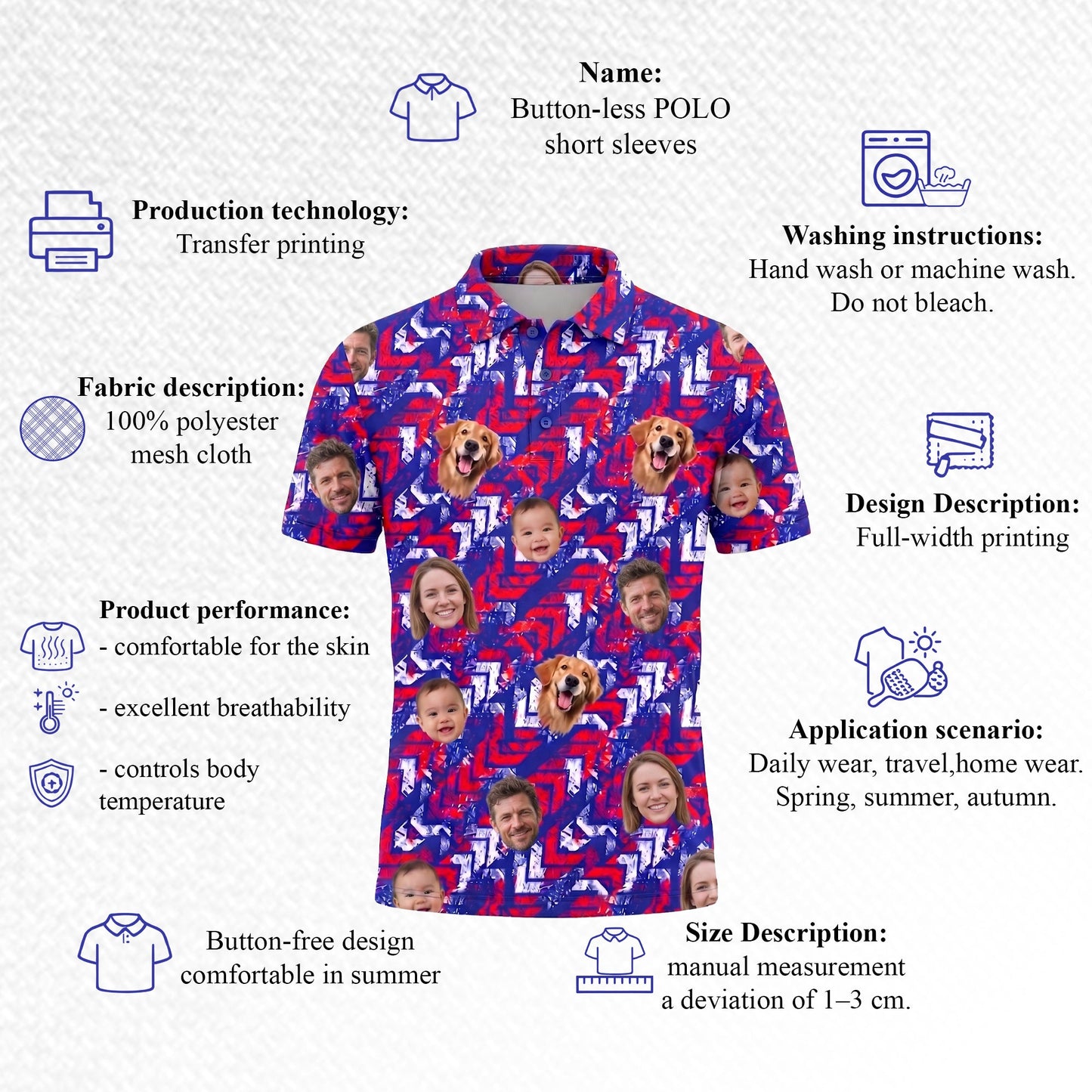 Custom Face Photo Polo Shirt