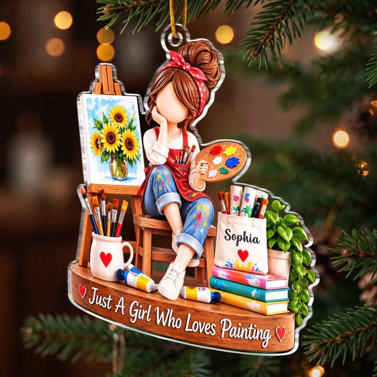 Custom Painting Girl Christmas Gifts for Artists - Personalized Acrylic Ornament - Christmas Gift For Artist, Painting Girls f10322d9-fd73-4c36-ad5b-2c448aaffff0-banner-3.jpeg