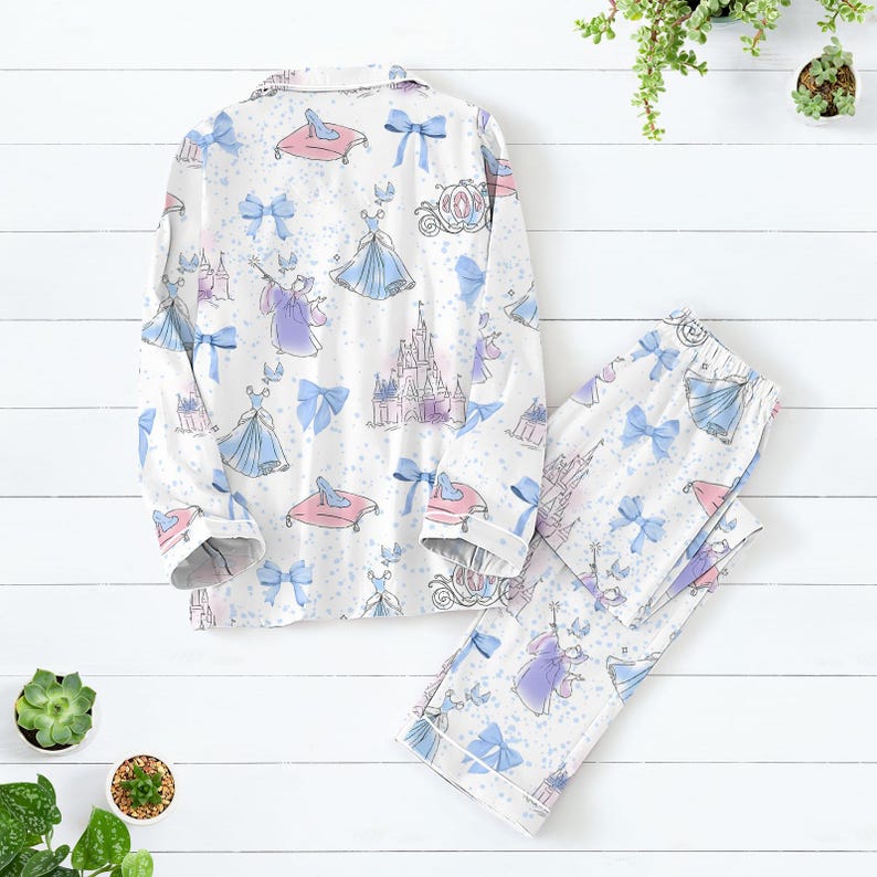Meet Me At Midnight Cinderella Pajamas Set, Watercolor Princess Sleepwear, Cinderella Coquette Bow PJs, Fairytale Pajama Set for Women f9a6982e-51ab-484d-afb0-0770ecb80aad-2.jpg