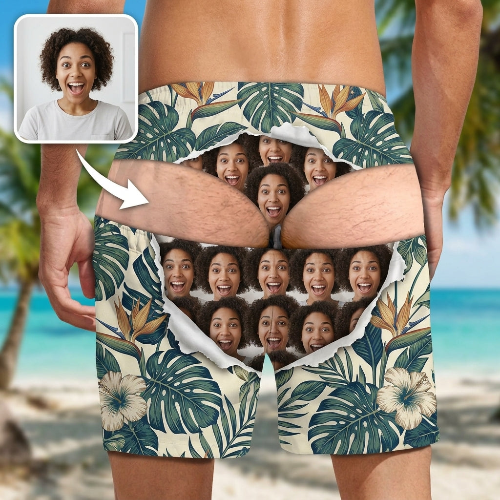 Personalized Face Photo Butt Illusion Swim Trunks for Men – Funny Tropical Beach Shorts hero-6a7171757b6adc6f6375d031.jpg