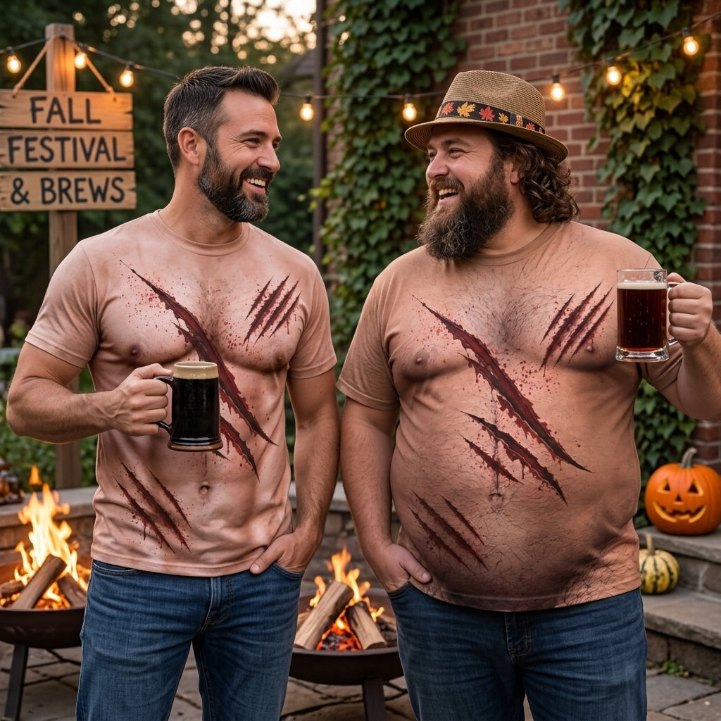 Werewolf Scratch Illusion T-Shirt – Funny Bloody Claw Halloween Costume for Men hero-6a7407df01c8d2d8db59a45b.jpg
