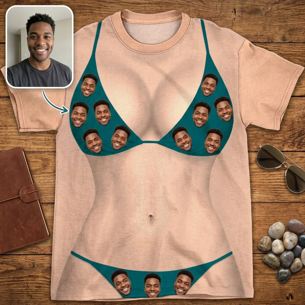 Personalized Face Bikini Body Illusion T-Shirt – Funny Custom Photo Beach Party Gift hero-6a743800e3ff11d5ef373487.jpg