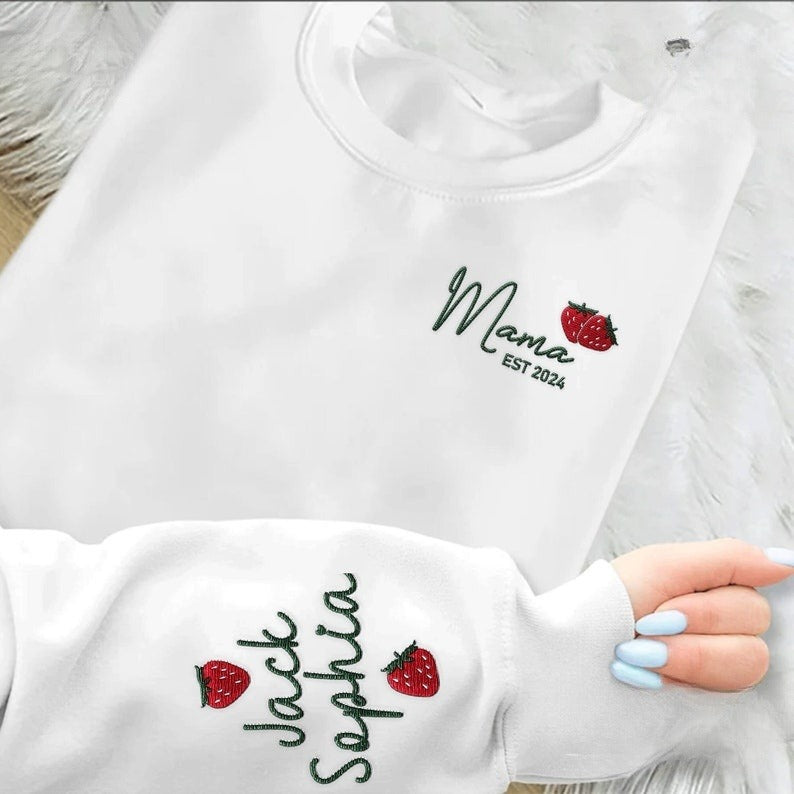 Custom Name Strawberry Mama Embroidered Sweatshirt, Strawberries Fruit Embroidered Outfit Mothers Day Gift Ideas for Mommy il_794xN.5822091722_hwxk_1.jpg