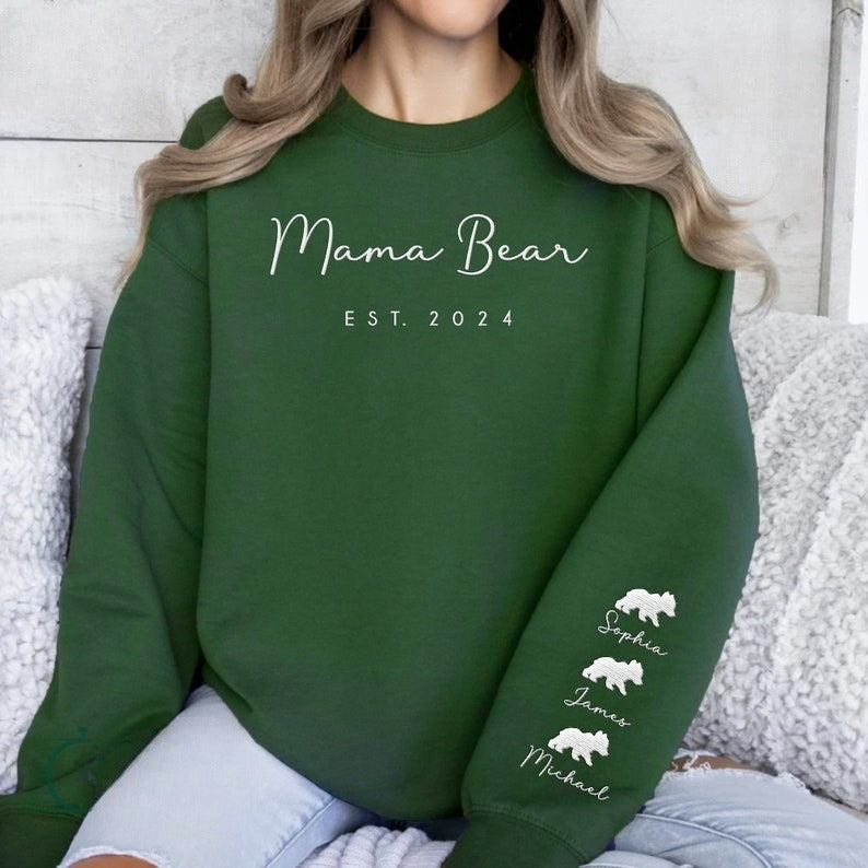 Custom Embroidered Mama Bear Est Sweatshirt with Kid Names, Funny Mother Day Gift for Mom, Personalized Name on Sleeve New Mom Gift il_794xN.5827489278_ruoy_1.jpg