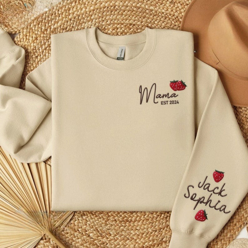 Custom Name Strawberry Mama Embroidered Sweatshirt, Strawberries Fruit Embroidered Outfit Mothers Day Gift Ideas for Mommy il_794xN.5870165147_e1zd_1.jpg