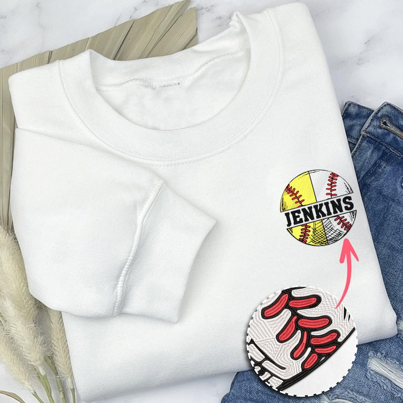 Custom Embroidered Baseball Softball Shirt, Personalized Softball Sweatshirt, Custom Name Shirt, Personalized Gift for Mom, Son, Team il_794xN.5872524585_cuim.jpg