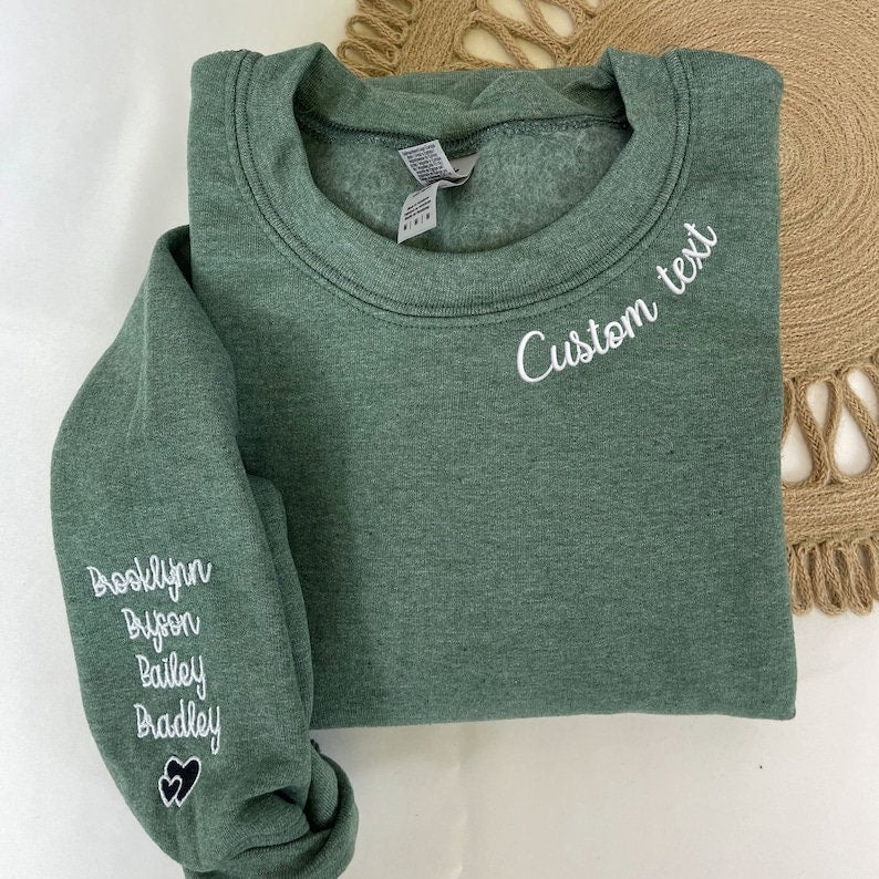 Personalized Embroidered Mama Mommy Gigi Auntie or Any Text on Neckline Shirt, Custom Names on Sleeve,Personalized Gift for Mom Nana Auntie il_794xN.5903248498_1526.jpg