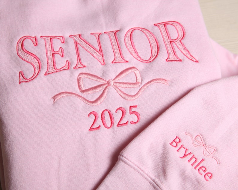 Embroidered Senior Sweatshirt, Coquette Bow, Customized Grad Gift, Crewneck Sweatshirt Graduation, Class of 2025, Personalized Senior Gift il_794xN.5977904755_serw.jpg