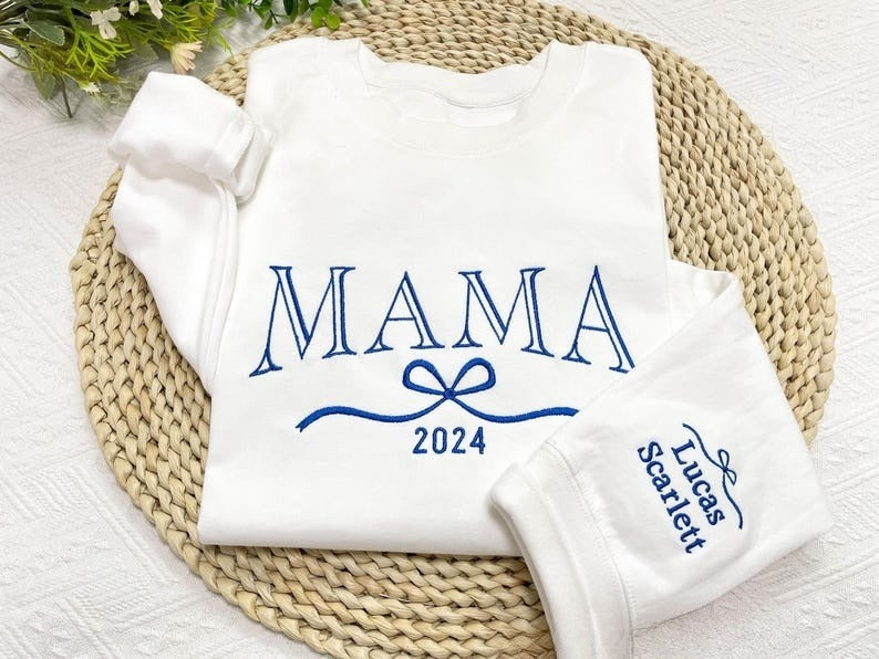 Personalized Mama Sweatshirt, Embroidered Kids Name with Bow on Sleeve, Mama Christmas Crewneck, Mom Christmas Gift, Mothers Day Gift il_794xN.6428912826_kxkx_1.jpg