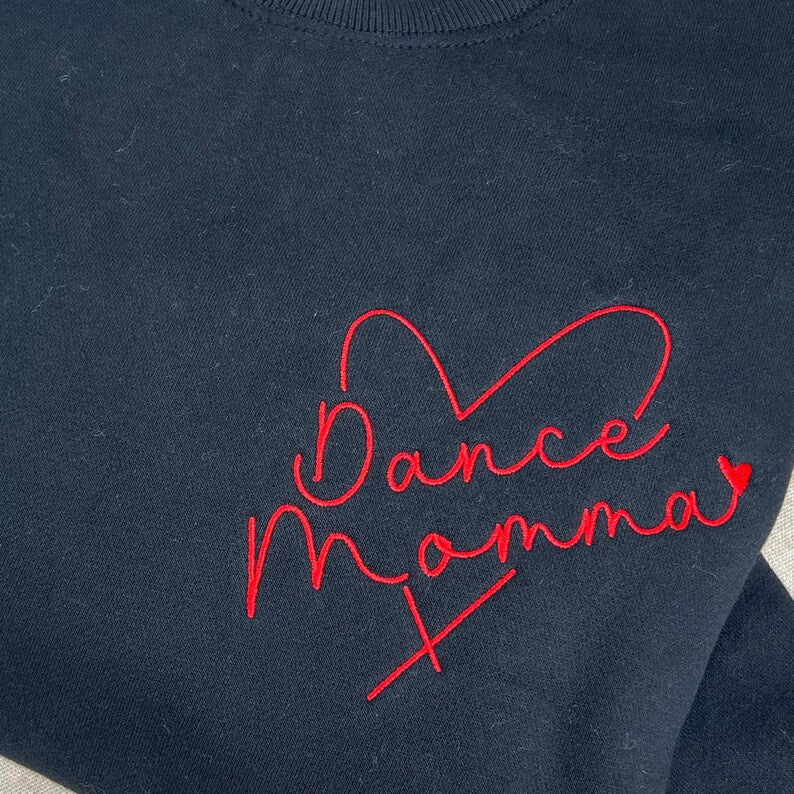 Custom Dance Mom Embroidered Sweatshirt, Personalized Dancer Name on Sleeve, Gift for Dance Mama, Dancing Crewneck for Mothers Day, Mom Gift il_794xN.6537960285_apoq.jpg