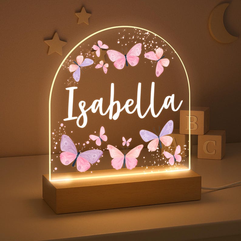 Personalised LED Nursery Lamp, Kids Night Light Gift, Butterfly Light, Baby Girl Light, Birthday Gifts for Kids, Kids Bedroom Nursery Light il_794xN.6906989543_b7nk.jpg