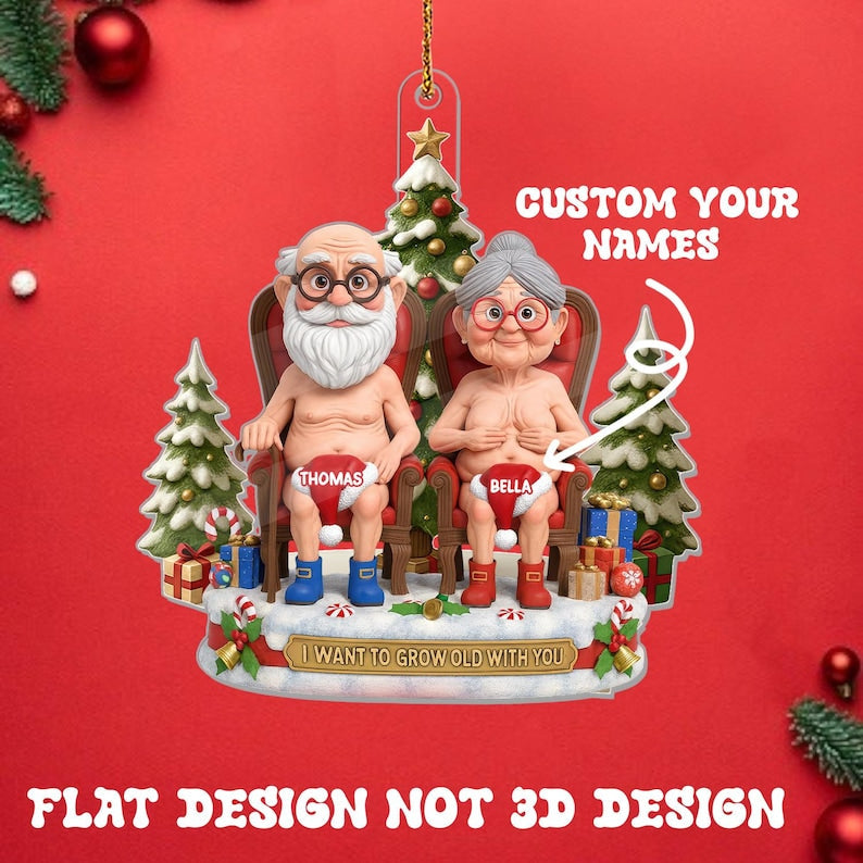 Personalized Funny Couple 2D Flat Ornament, Let s Grow Old Together Christmas Keepsake & Anniversary Gift, Holiday Gift, Husband Wife Gift il_794xN.7272870734_43m9.jpg