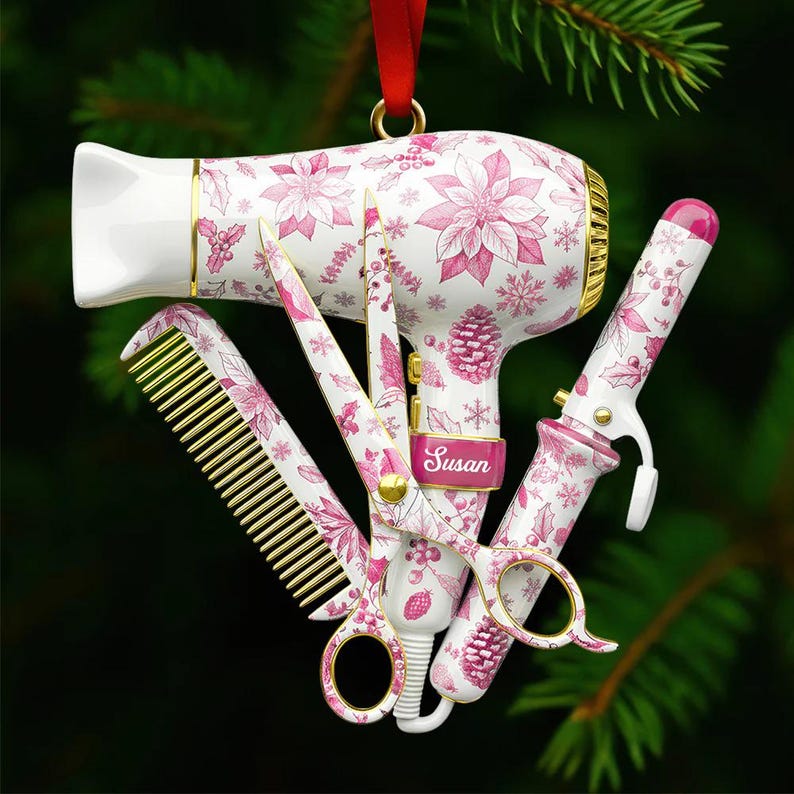 Custom Name Hairstylist Christmas Ornament, Hairdresser Gift, Hair Stylist Gift, Christmas Gifts for Hairstylist, Hairdresser Ornament Gift il_794xN.7333606743_gqgg.jpg