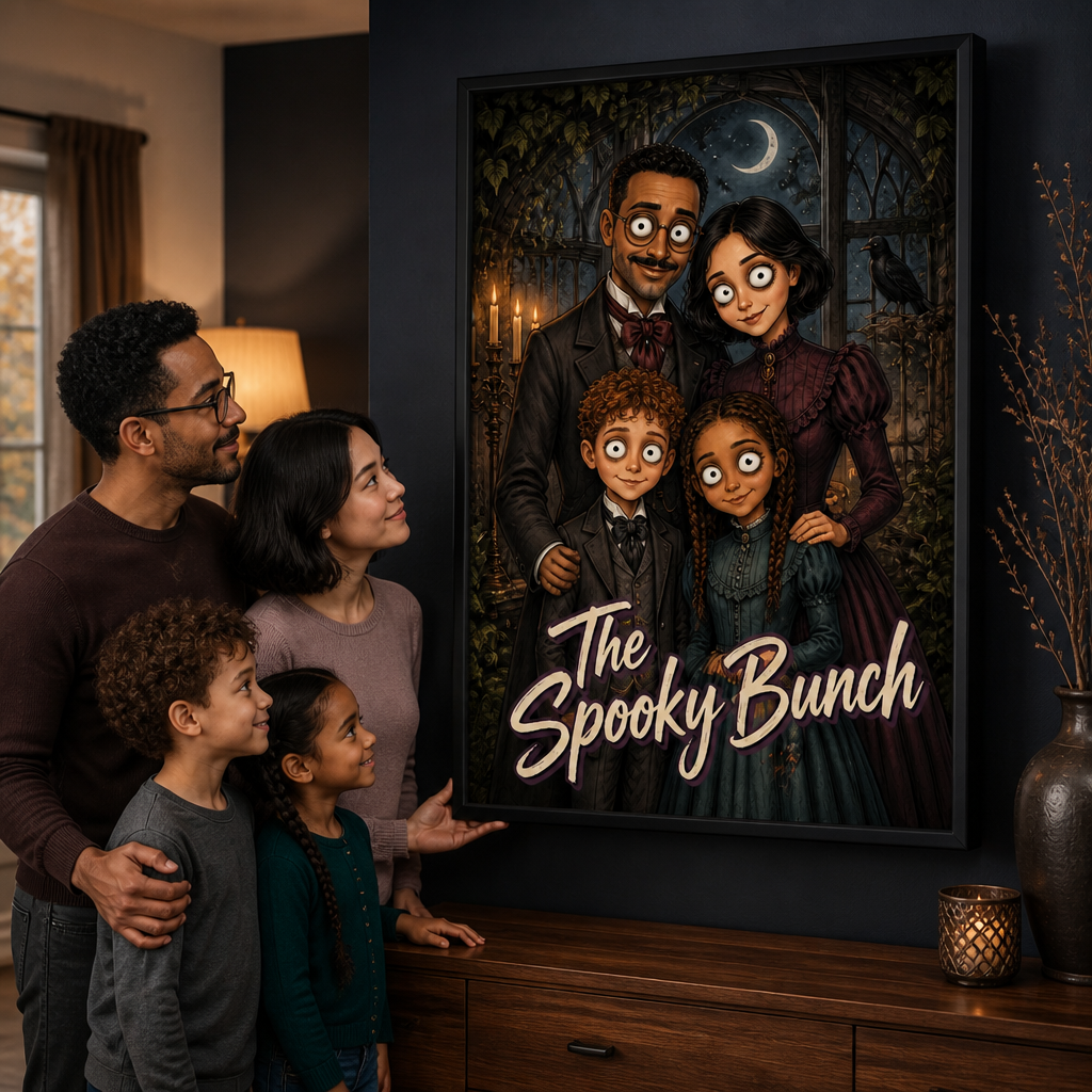 Personalized Family Photo Canvas – Custom Gothic Halloween Portrait, Creepy-Cute Victorian Wall Art & Family Gift mockup-held-6a923f393a3b40253d05519d.png