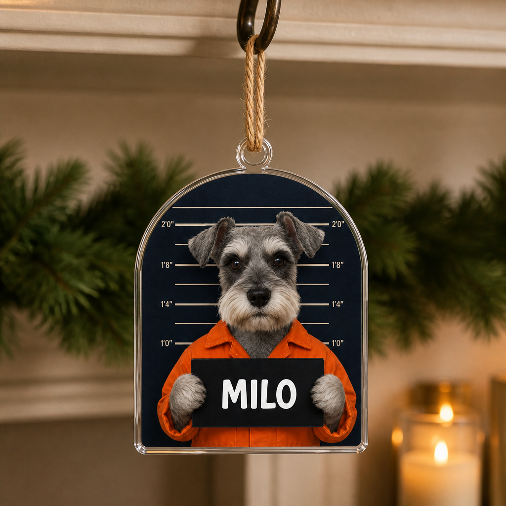 Custom Pet Mugshot Ornament from Photo – Funny Personalized Dog Name Christmas Gift mockup-product-6a7fdbf0fd40fb5b28c5f256.png
