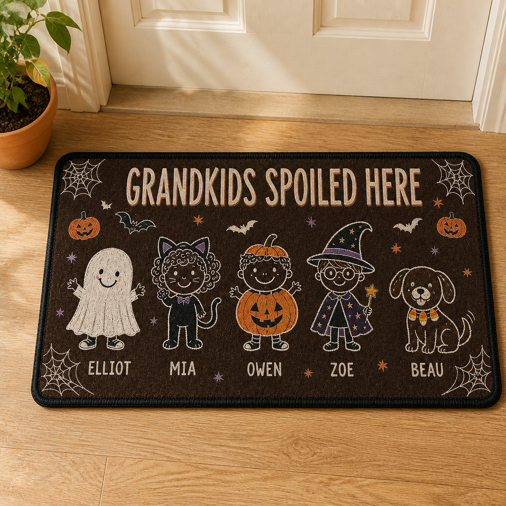 Grandkids Spoiled Here – Personalized Doormat – Halloween Gift For Family mockup-product-6a8292f0d2a44ea0d699734b.png