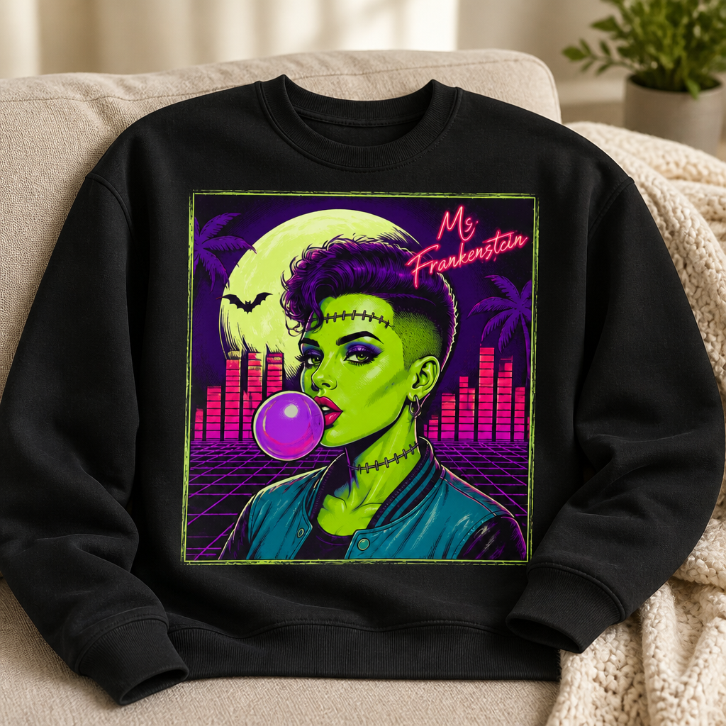 Retro Neon Monster Girl Sweatshirt – 80s Synthwave Halloween Horror Sweater, Vaporwave Spooky Season Shirt mockup-product-6a887a8dff3dfec4efc77636.png