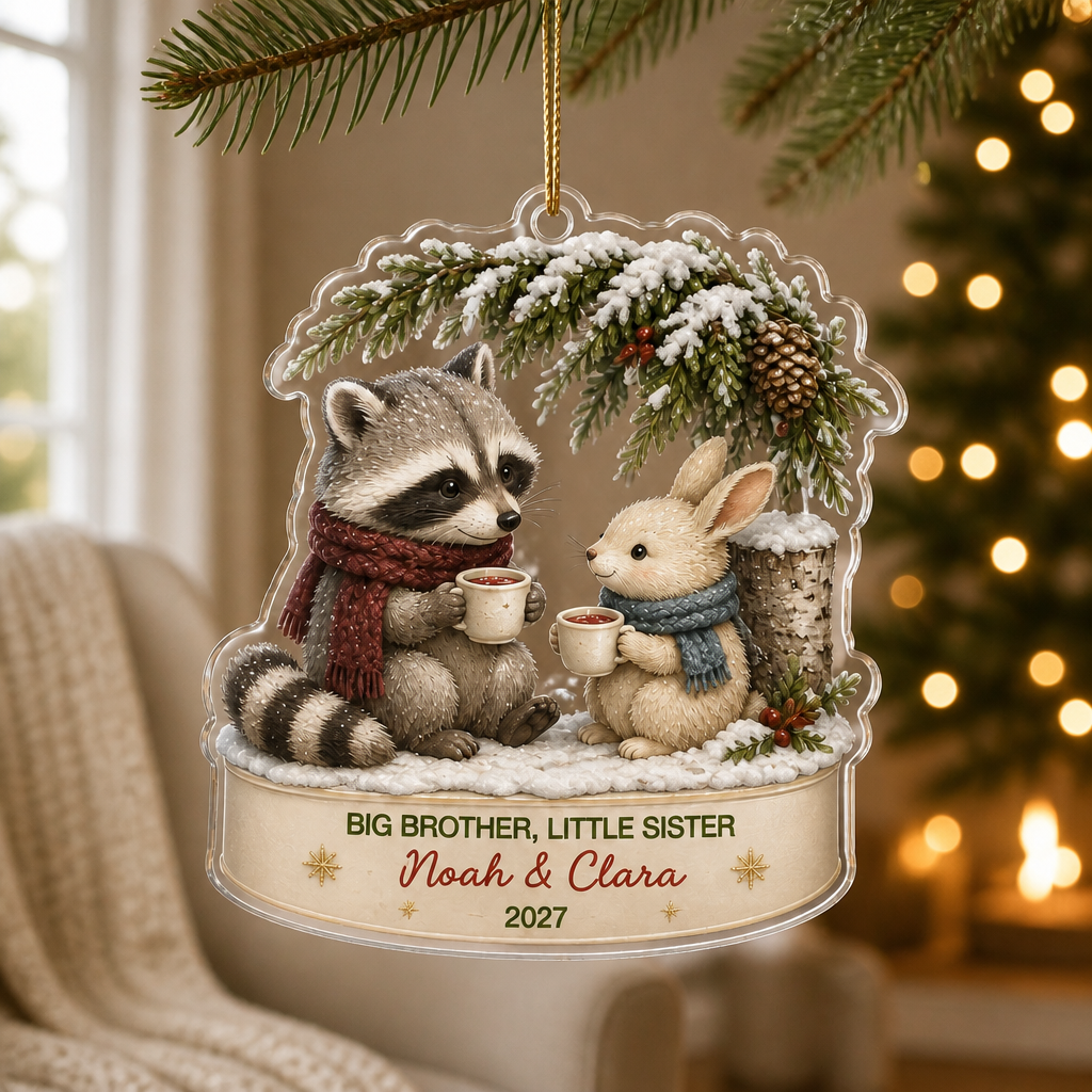 Big Brother, Little Sister – Personalized Shape Ornament – Christmas Gift mockup-product-6a8e8b8b7c37a018febcffac.png