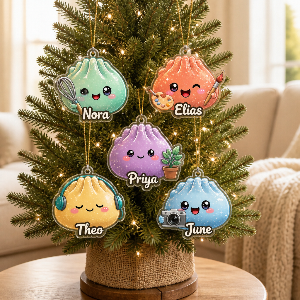 Cute Dumplings Family Christmas Keepsake - Personalized Ornament - Gift For Family mockup-product-6a8f99ac76a820672521f638.png