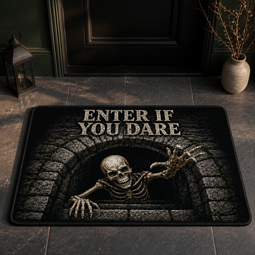 Enter If You Dare Skeleton Well Doormat – Spooky Halloween Front Door Mat, Gothic Haunted House Welcome Rug, Creepy Seasonal Porch Decor Gift mockup-product-6a954595b0a3d5d227d66309.png