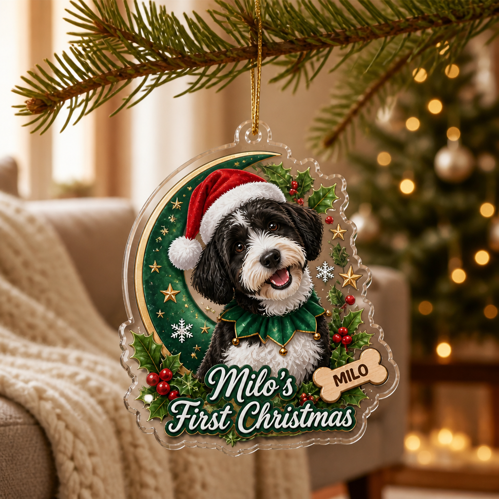 Milo's First Christmas – Personalized Photo Personalized 3D Ornament – Christmas Gift mockup-product-6ab0b88c289b5e9e6f205f65.png