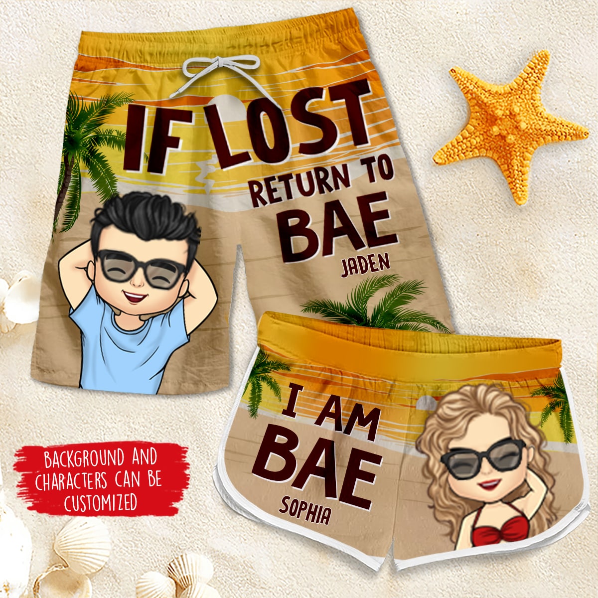 Return To Bae, I'm Bae - Personalized Couple Beach Shorts - Gift For Couples, Husband Wife photo_2022-07-20_15-59-03.jpg