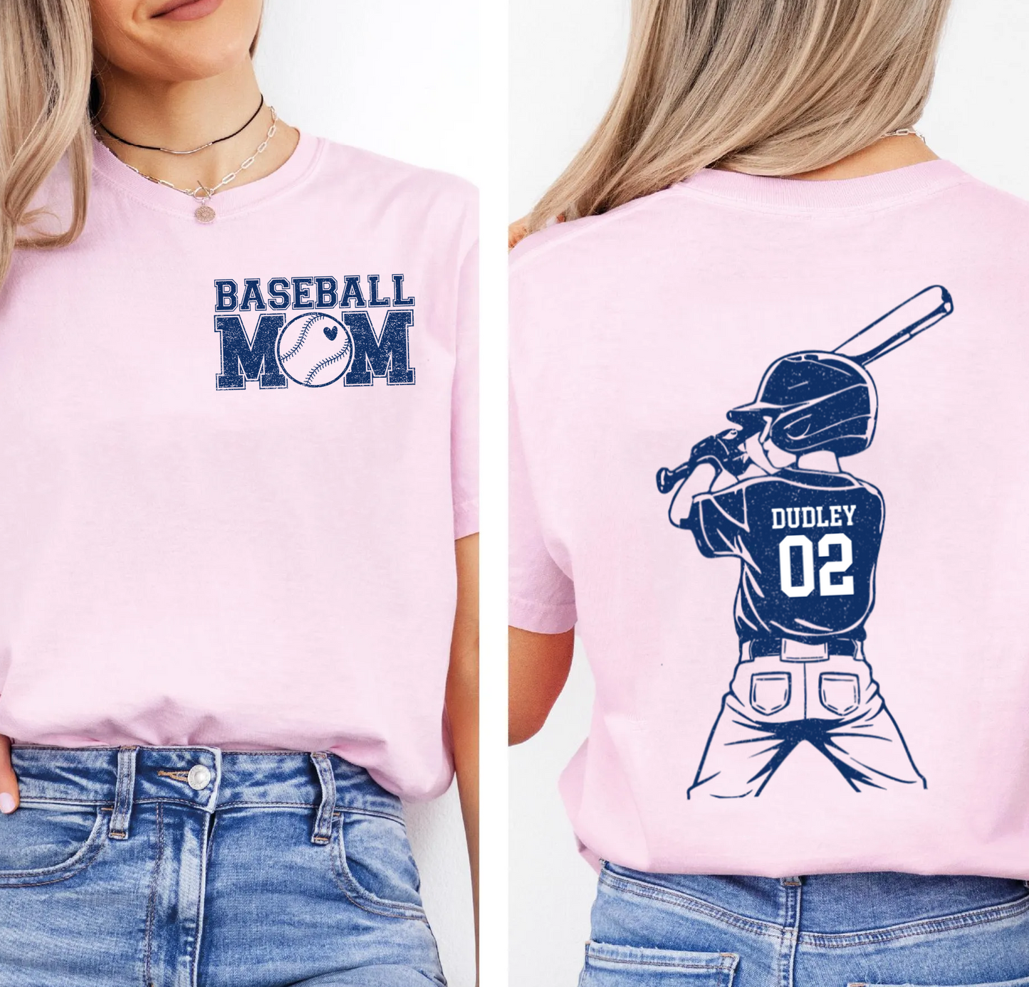 Personalized Baseball Mom Shirt Custom Kids Name & Number Tee
