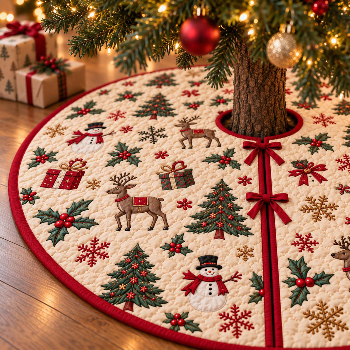 Vintage Nutcracker Quilted Christmas Tree Skirt, Festive Holiday Floor Mat 004d3001-732a-45ad-8681-30d572c7543d-3.jpg