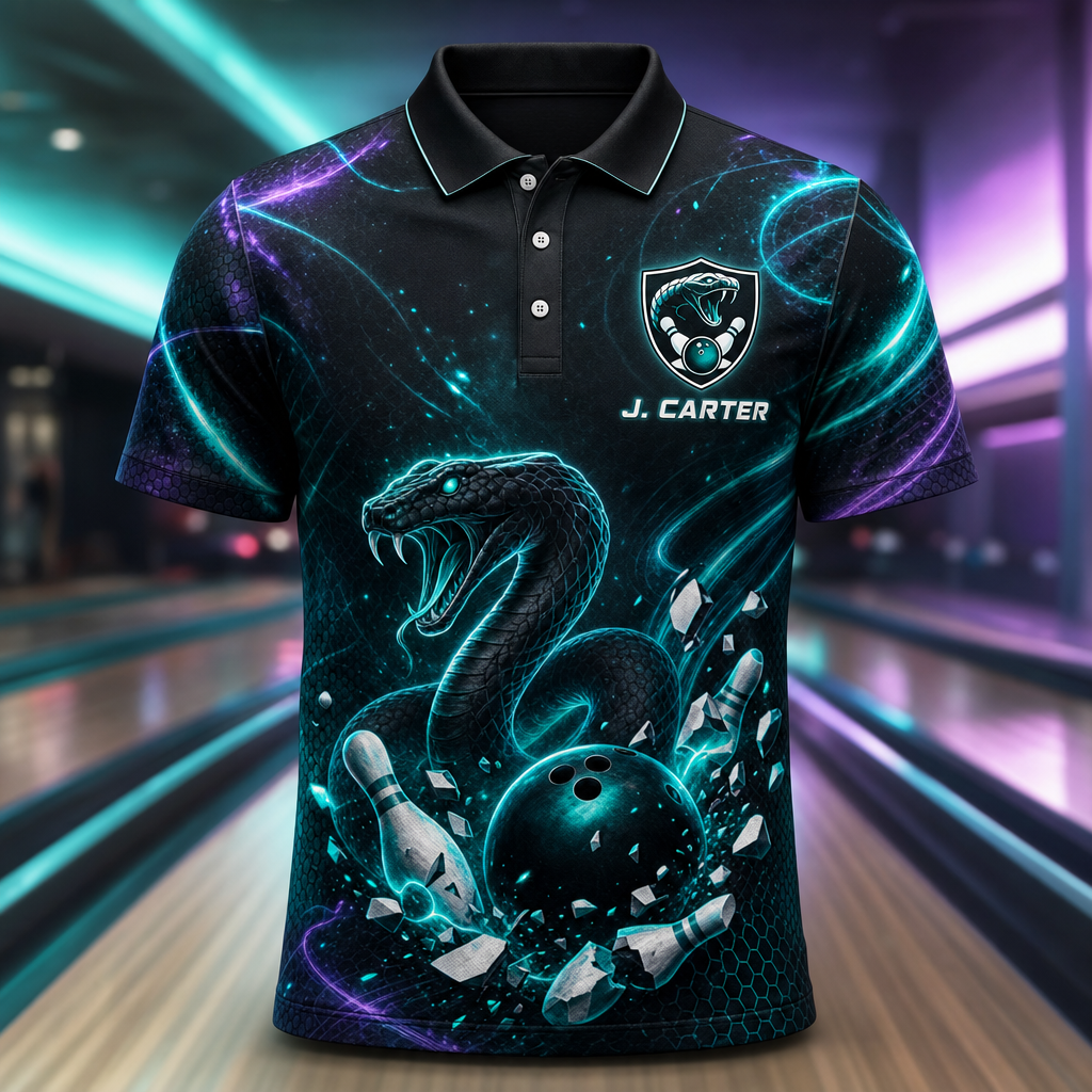 Electric Strike Snake Bowling Team Polo — Personalized Name & Team - Personalized Polo shirt - All over printed 009b0c1d-3436-4170-90c5-6bed89317915.png