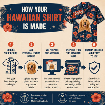 Patriotic Dog Dad Hawaiian Shirt — Custom Pet Photo - How to customize