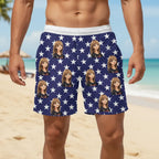 Custom Photo American Flag - Personalized Unisex Beach Shorts