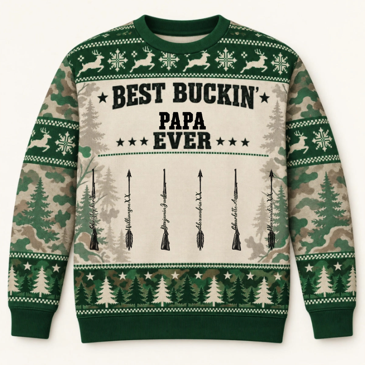Best Buckin Papa — Personalized Sweater — Christmas Gift