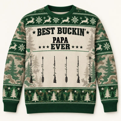 Best Buckin Papa — Personalized Sweater — Christmas Gift