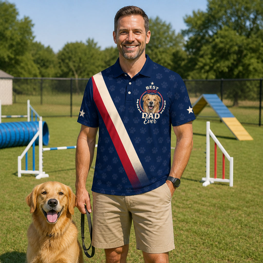 Best Dog Dad Ever Photo Polo - Lifestyle 1
