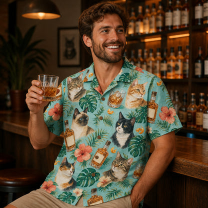 Whiskey & Cats Tropical Hawaiian Shirt - Lifestyle 1