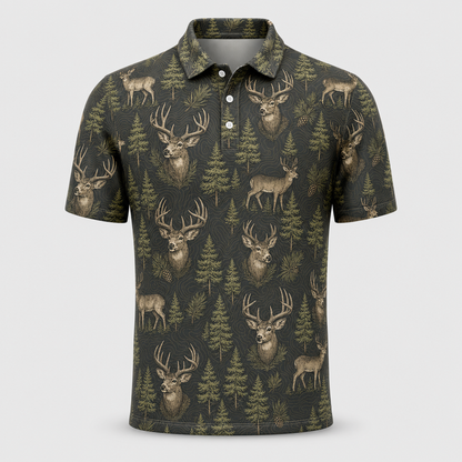 Woodland Deer AOP Polo - Polo shirt - All over printed 01c57257-cc19-46e8-944a-8ec193fbe813.png
