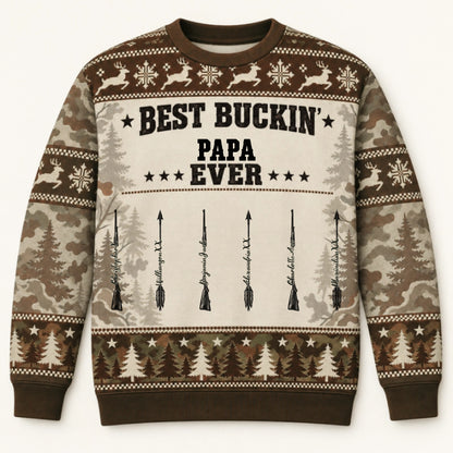 Best Buckin Papa — Personalized Sweater — Christmas Gift