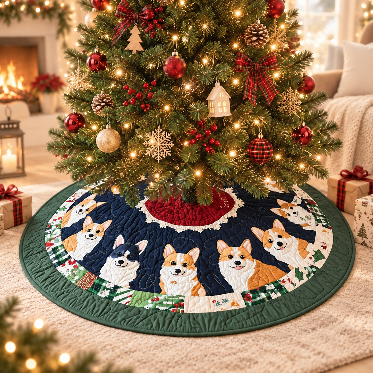 Corgi Christmas Tree Skirt – Quilted Patchwork Holiday Decor for Dog Lovers 0233a454-9106-4de4-be15-3de59b268976-c-n.png