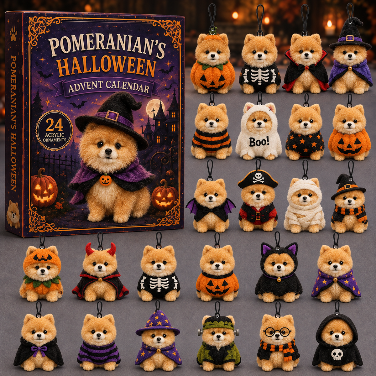 Spooky Pomeranian Advent Calendar 2026 - 24-Day Festive Countdown, Acrylic Charms Blind Box - Gift For Dog Lovers 02d21b7f-a7e0-475d-9b8f-cd40c0956b8b-pomeranian-box-charms.png