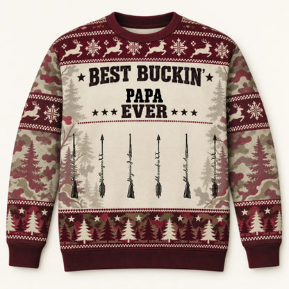 Best Buckin Papa — Personalized Sweater — Christmas Gift