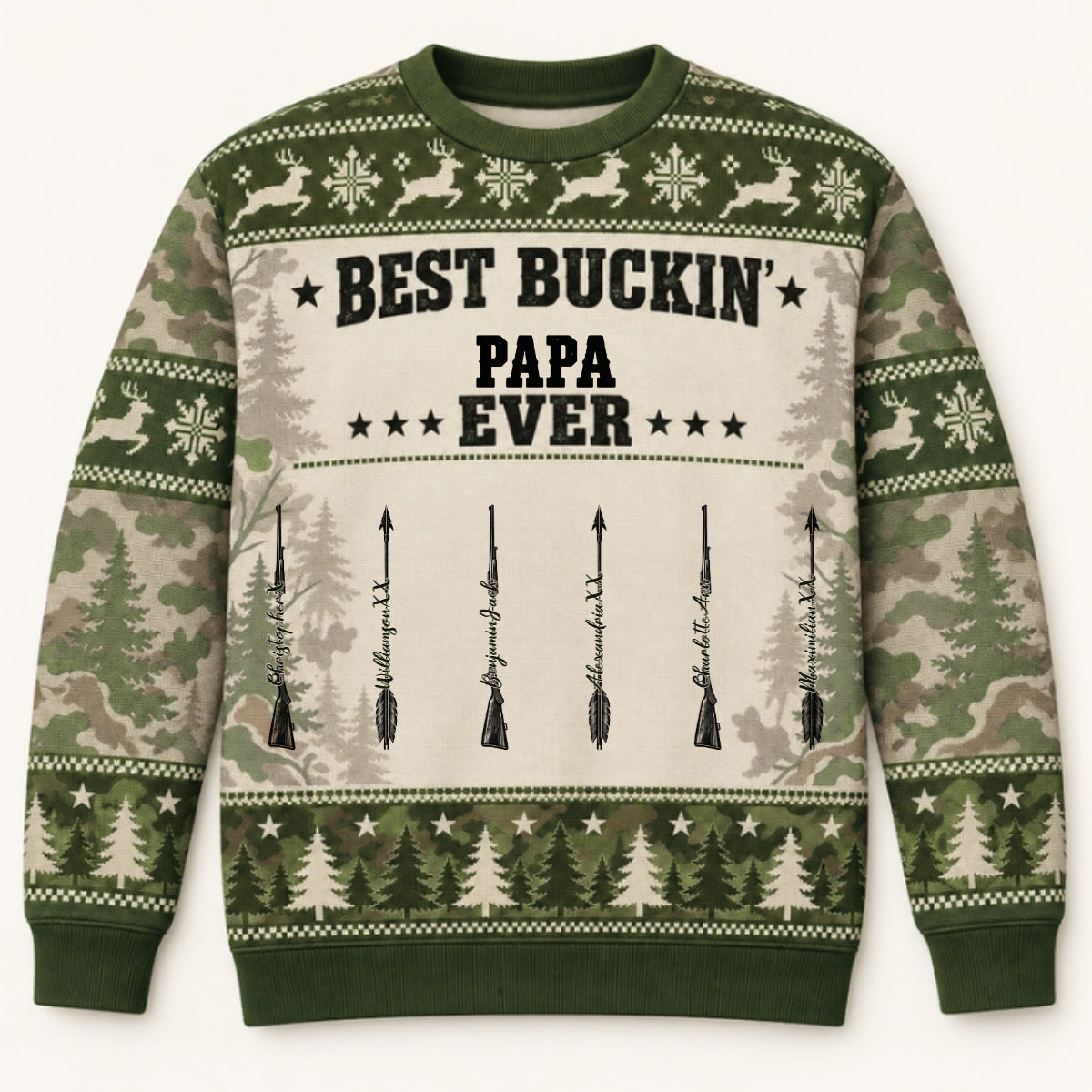 Best Buckin Papa — Personalized Sweater — Christmas Gift