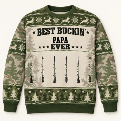 Best Buckin Papa — Personalized Sweater — Christmas Gift